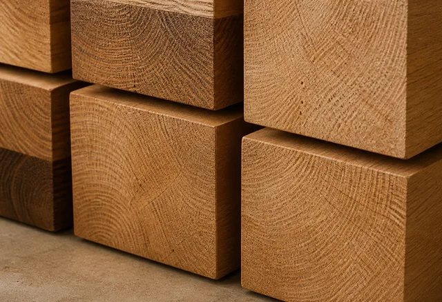 Blocs de chêne massif aux grains variés